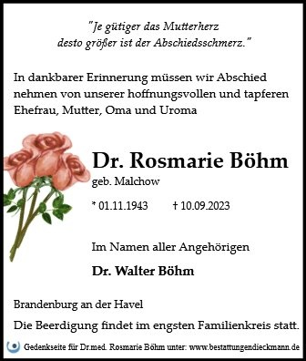 Erinnerungsbild für Dr.med. Rosmarie Böhm