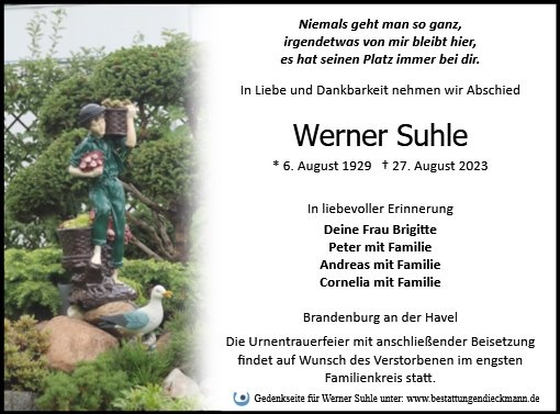 Erinnerungsbild für Werner Suhle